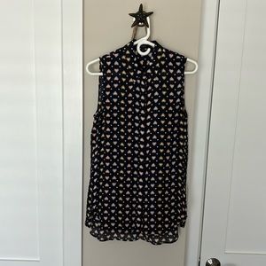 J Crew 100% silk tunic sleeveless button blouse. Size 8